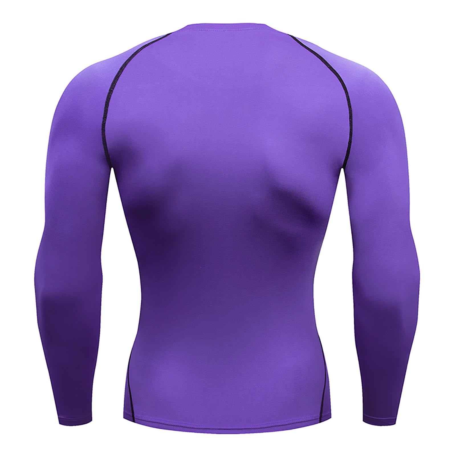 Men's Fitness Long Sleeve Running Shirt Athletic Gym Compression Top Thermal Muscle Workout Sports Tee Men's Lightweight Crewneck Tee Tops