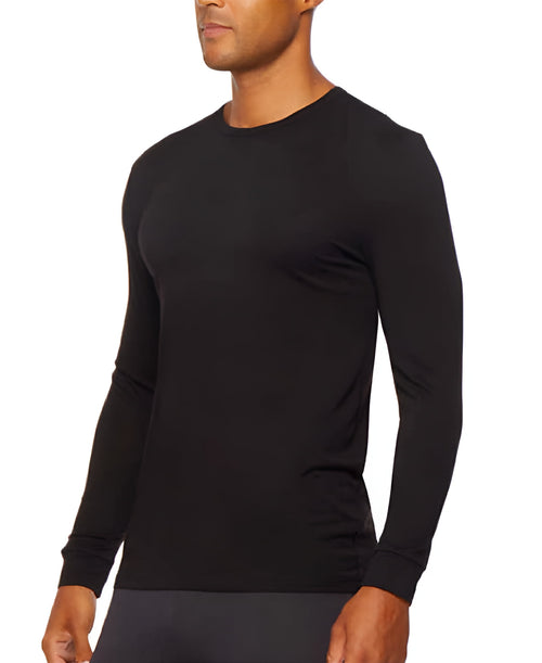 32 Degrees Heat Men's Long Sleeve Base Layer Crew Neck Shirt 2-Pack , M,Black