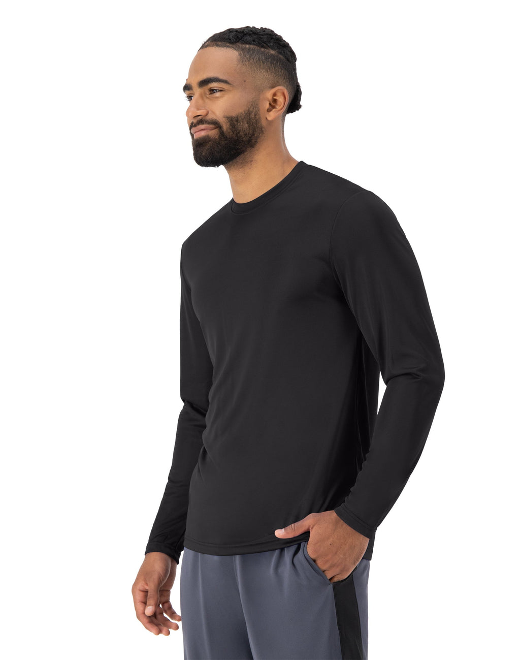 Hanes Sport Cool DRI Men's Performance Long Sleeve T-Shirt Black M