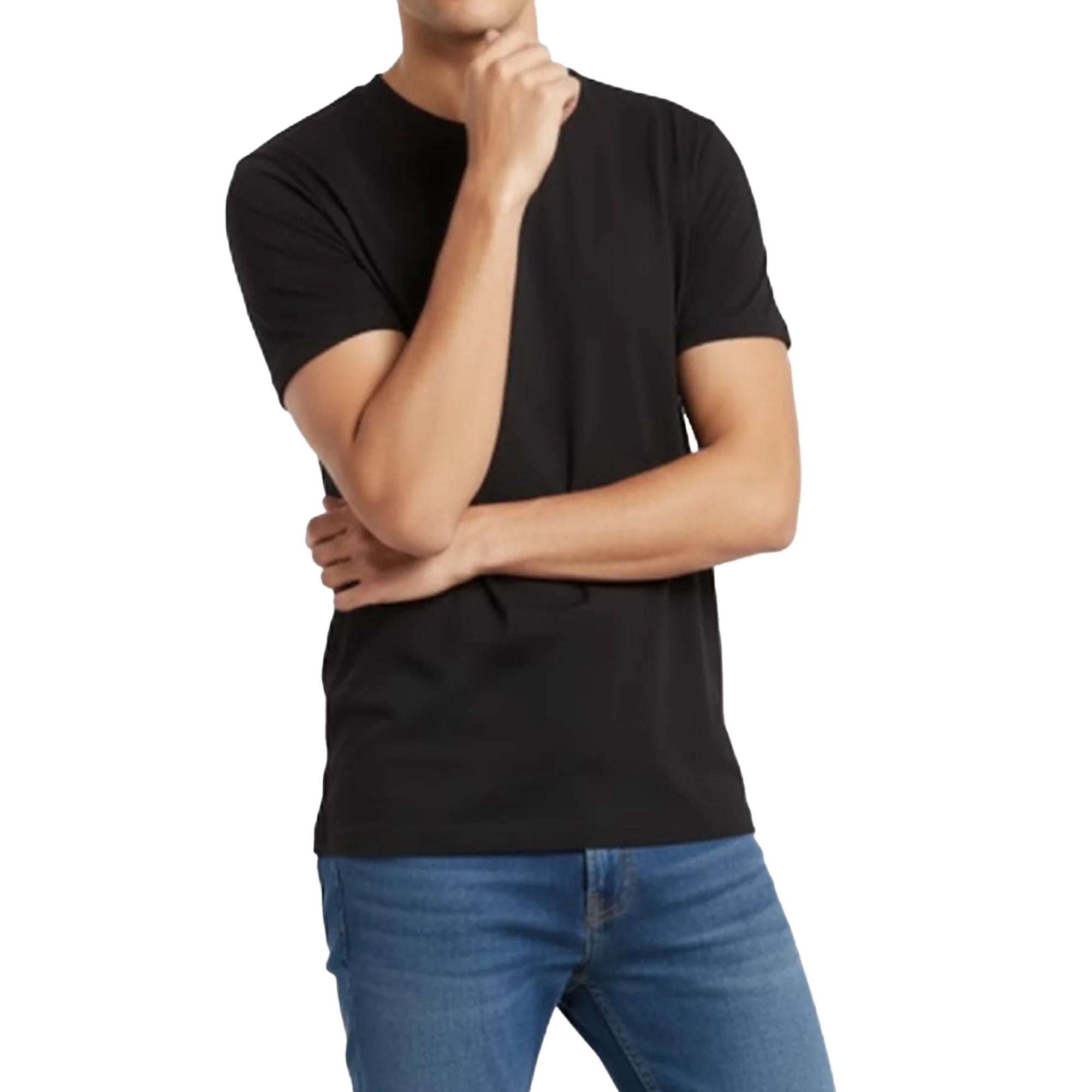 HANES Short Sleeve T-Shirt For Men's - S Size | 100% Cotton 6 Pack Black Color Crew Neck Tee