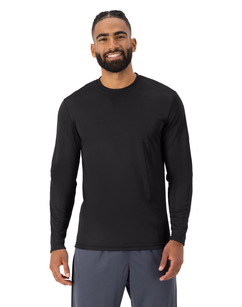 Hanes Sport Cool DRI Men's Performance Long Sleeve T-Shirt Black M