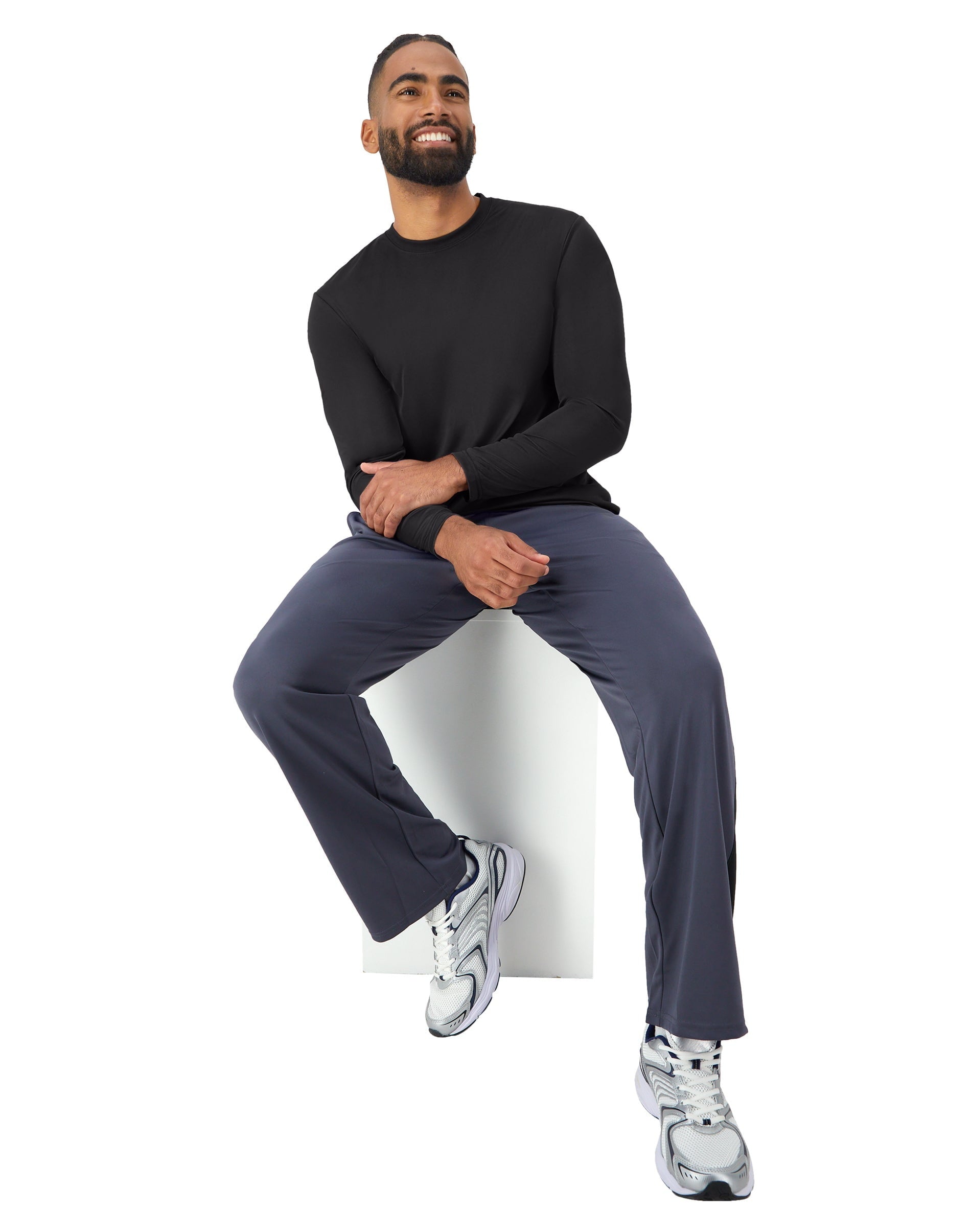 Hanes Sport Cool DRI Men's Performance Long Sleeve T-Shirt Black M