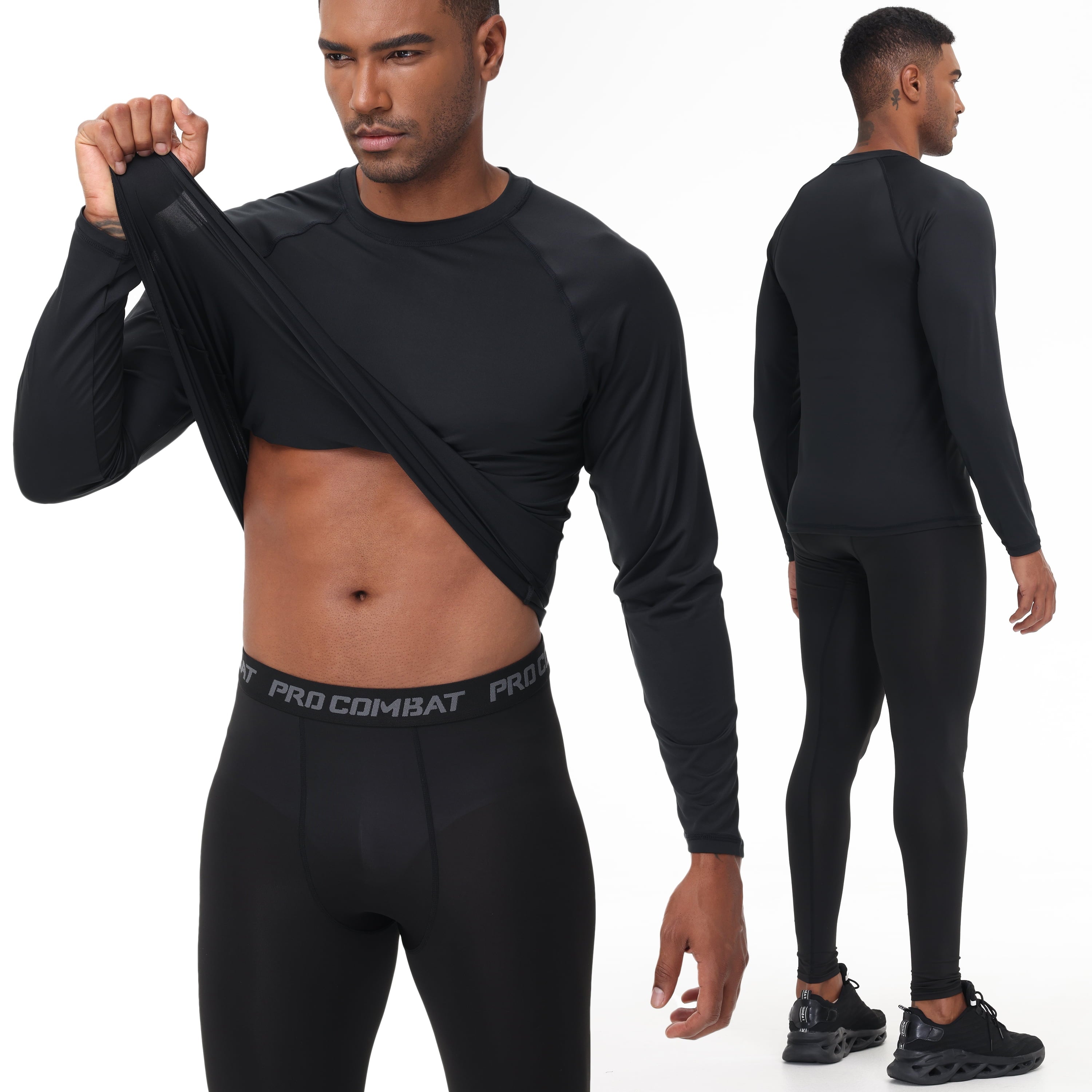 QPNGRP Men's UPF 50+ Sun Protection Dry Fit Long Sleeve Rash Guard Shirts 3 Pack Lightweight Athletic Workout Running Tops
